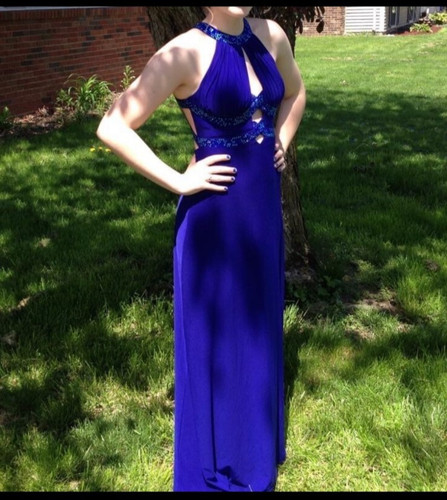 Open back blue deb prom - open,