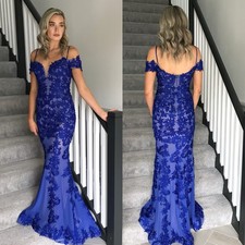 Royal Blue Lace Formal Dress